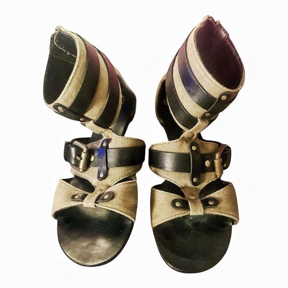 Ash Tan & Brown Strappy Gladiator Type Flats Size 6 - Picture 2 of 6